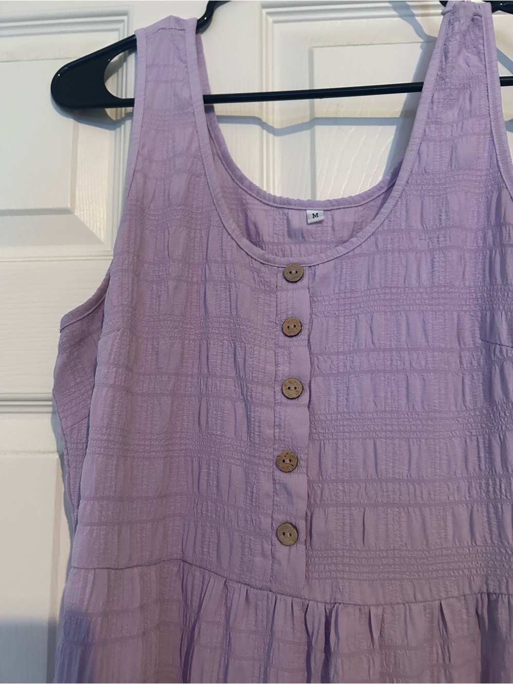 Women’s Lavender Sleeveless Button-Front Summer Dress Floor Length - M